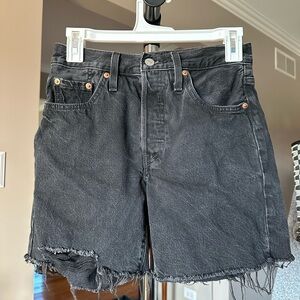 Levi's Black Jean Shorts with Frayed Hem